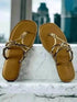 Taupe Gold Metallic Flats - cunei